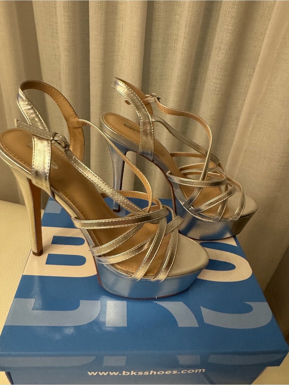 Bakers Metallic Silver Strappy Platform Heels
